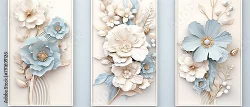 Elegant Floral Panel Collection for Stylish Wall Art and Design Projects