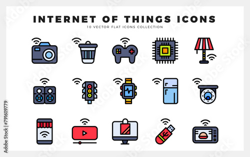 15 Internet of Things Lineal Color icon pack. vector illustration.