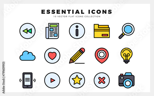 15 Essential Lineal Color icon pack. vector illustration. photo