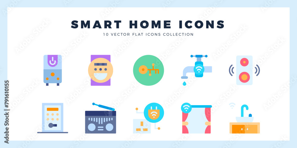 10 Smart Homes Flat icon pack. vector illustration.