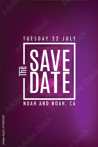 save the date template vector. Typographic wedding announcement - Save the date