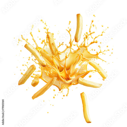 Delicious french fries isolated on transparent background