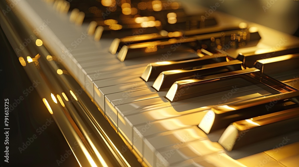 Golden piano keys. Generative AI Golden piano keys. Generative AI