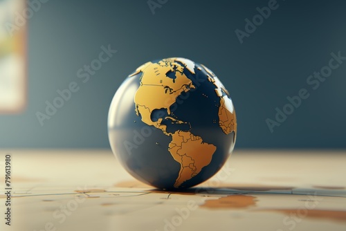 Globe on Wooden Table AI generated