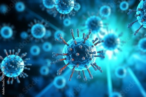 Close up macro details of virus cell on blurrred background AI generated © Viktoriia Syvak