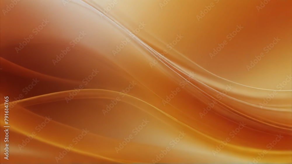 Fototapeta premium Bright orange smooth glossy waves abstract background.Ai generative