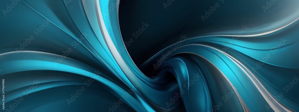 Obraz premium Bright cyan smooth blurred wavy abstract elegant background.Ai generative