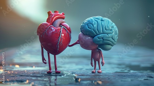 Heart and brain harmony. Generative AI © Roman