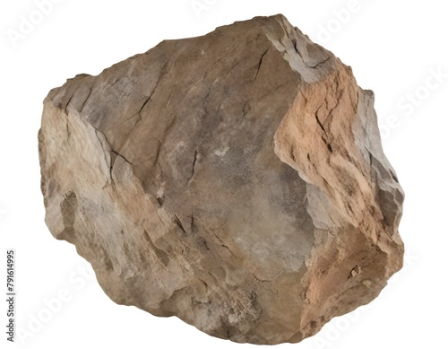 A large, rough, brown rock with visible layers and textures, suggesting it is a sedimentary or metamorphic rock formation