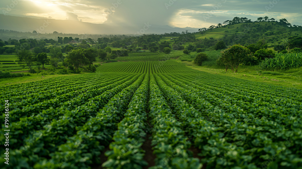 Illustrazione Stock 13. Agroforestry Harmony: A diverse agroforestry ...