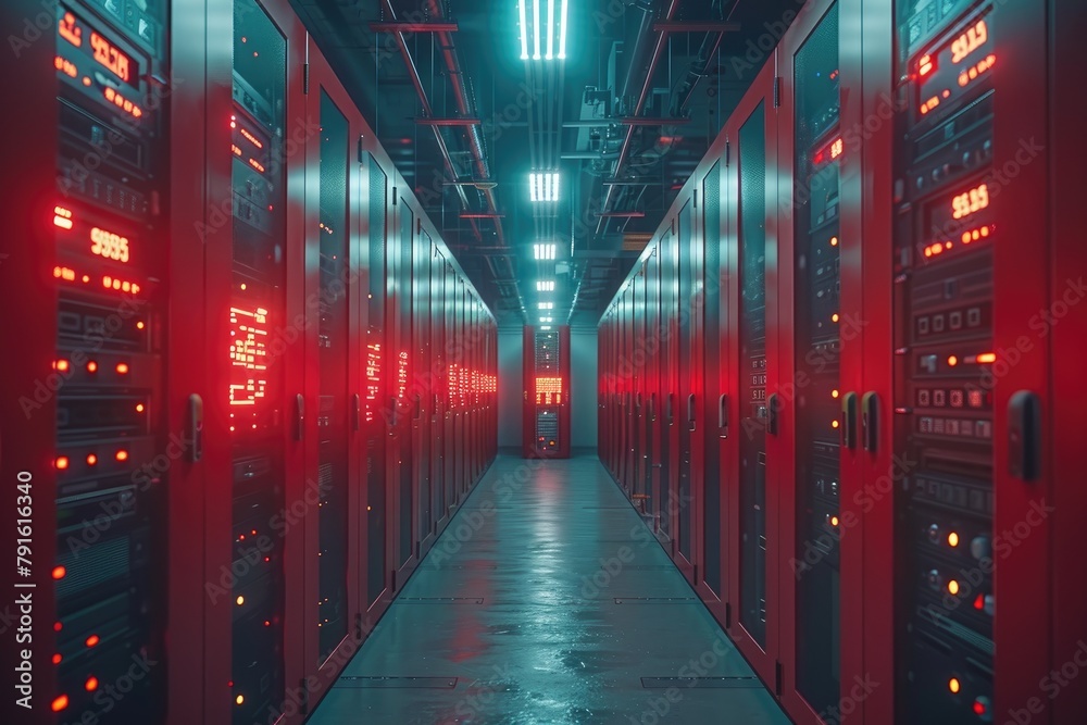 Fototapeta premium A circuit breaker in a control cabinet data center professional photography