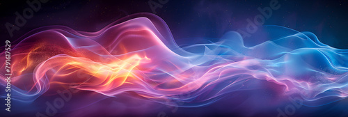 A Purple and Blue Abstract Background with Lines, Vibrant Iridescent Light Wave 