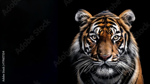 Majestic Tiger Portrait on Black Background. Wildlife Photography at Its Best. A Captivating Glimpse of Nature's Art. AI