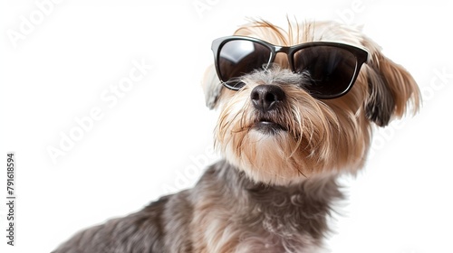 cute dog in sunglasses, isolated on white 