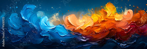 Abstract Painting with Blue, Orange, and Yellow,
Colorful 3d ocean waves style background wallpaper
