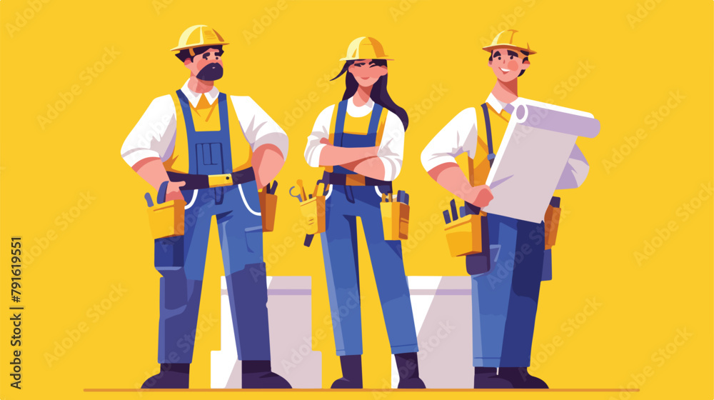 Illustration of Catoon Builder worker mans with sig