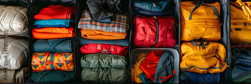 Efficient Travel Solution: Packing Cubes neatly organized in Suitcase photo