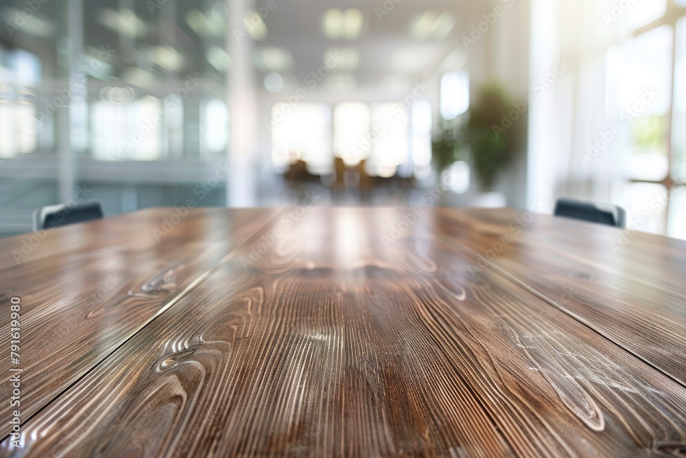 Table with blur background of corporate office conference room with ...