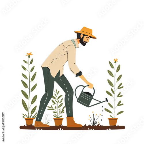 Cartoon Color People and Watering, PNG