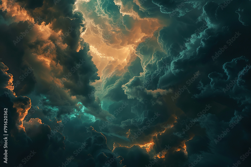 Generative ai on theme of a dramatic dark storm clouds before rain ...