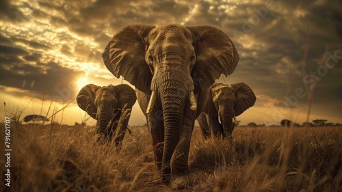 Tsavo elephants. Generative AI photo