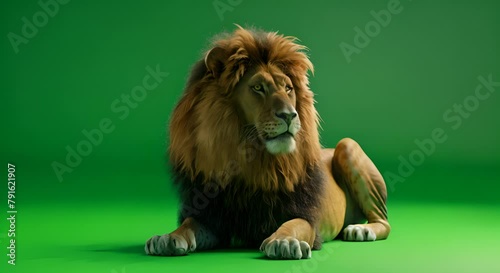 Animation of lion isolated on green screen