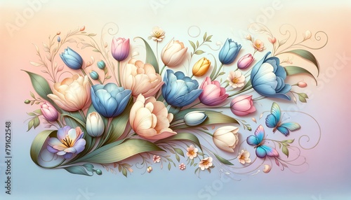Image of soft pastel gradient background with Tulips
