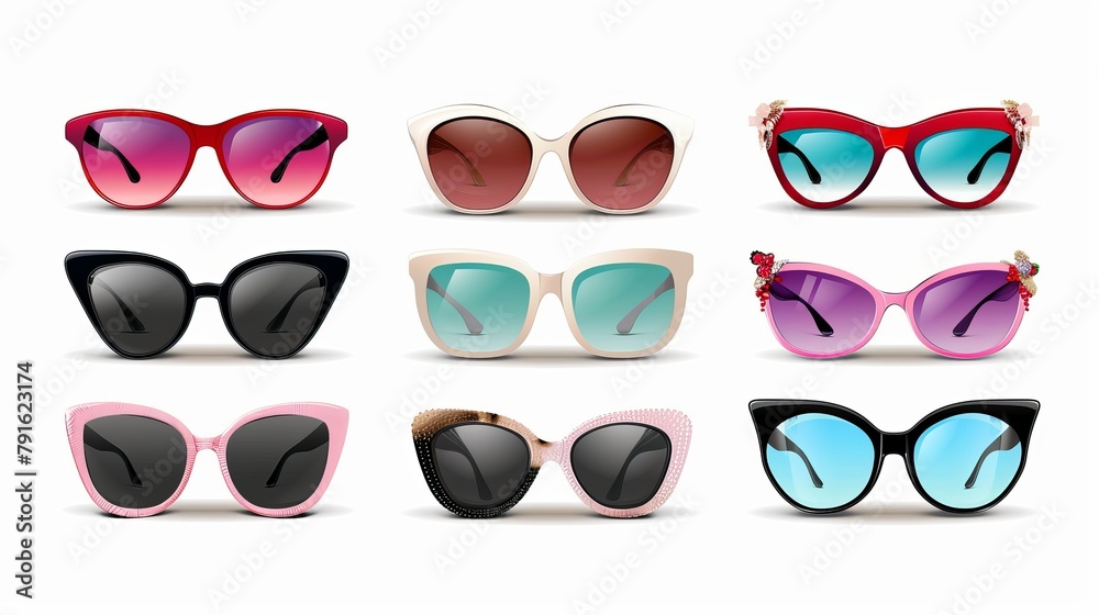 Sunglasses. Realistic vector sunglasses set. Vector illustration collection set featuring sunglasses. sunglasses that are stylish and modern. Fashion accessory.