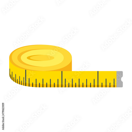 Vector yellow measuring tape for taking measurements  isolated on white background.
