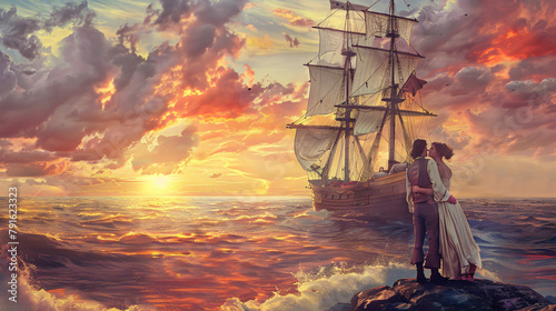 romance fantasy on historic sailing ship