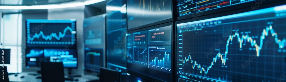A high-tech investment analysis room A high-tech investment analysis room