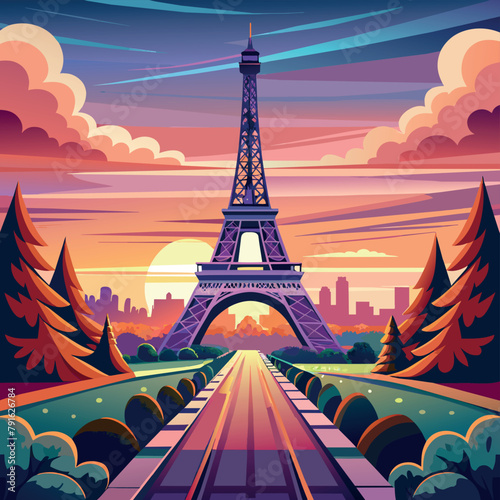 Eiffel, paris, france, sunset