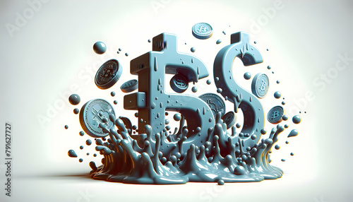 3D Abstract Puddle Icons for Monsoon Sale Promotions - Moonson Sale Stock Concept with Splashy Designs photo