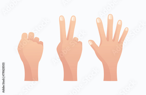 Rock, scissors, paper hand gesture. Vector collection icons, set of simple game 