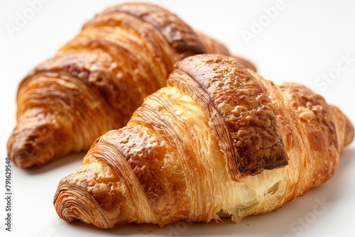 This is a close-up image of a croissant, isolated on a white background.