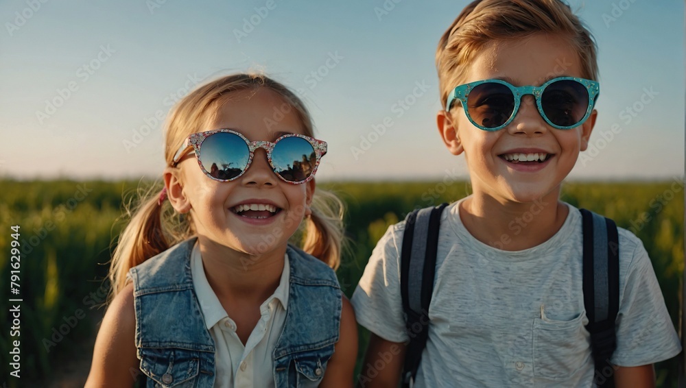 Cheerful kids in ophthalmic glasses Cheerful kids in ophthalmic glasses