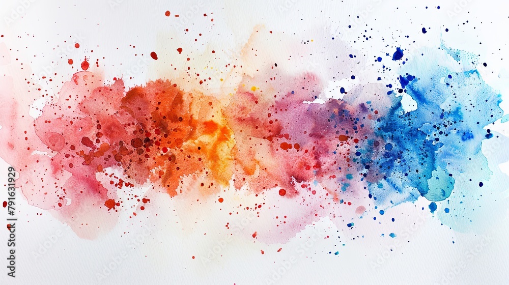 Liquid art paint creates a rainbow of colors on a white canvas