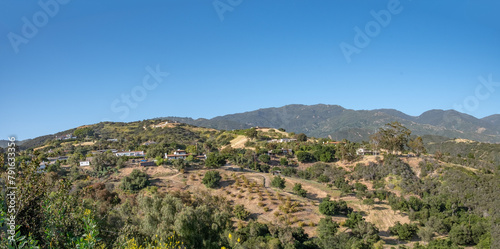 scenic view to Santa Barbara with its forests and hills, California