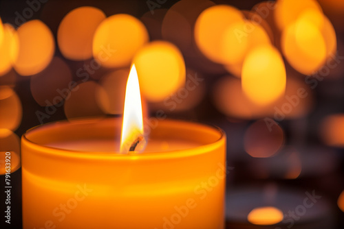 Symbolic illumination. Candle with multiple flickering flames, casting warm glow