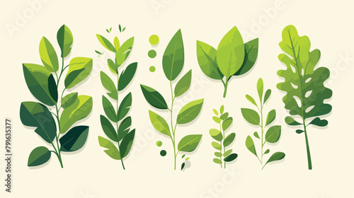 Leaves green icon logo fresh nature vector illustra