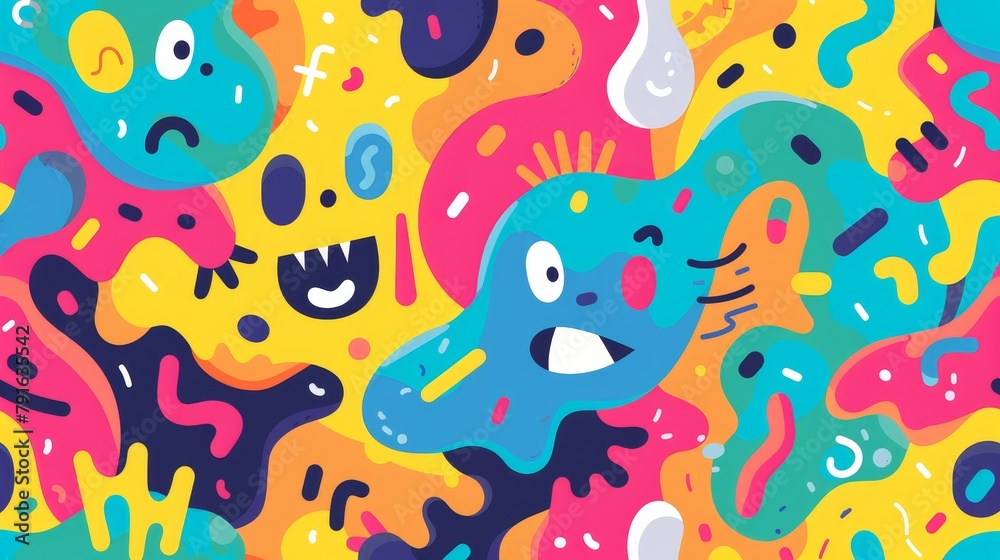 A colorful and abstract interpretation of a viral meme in a cute style ...