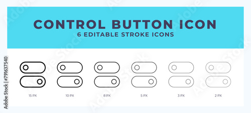 Control button icon symbol. Outline. Lineal icon with editable stroke.