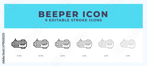 Beeper icon symbol. Outline. Lineal icon with editable stroke. photo