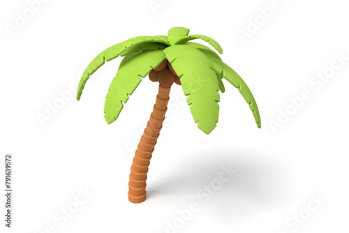 Tableau sur toile Isolated cartoon 3D palm with cast shadow