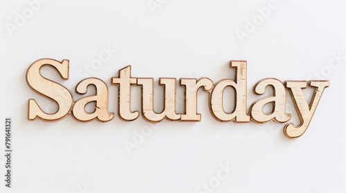 Saturday Sign on White Background - Weekends, Planning, Relaxation - Retail, Advertising photo