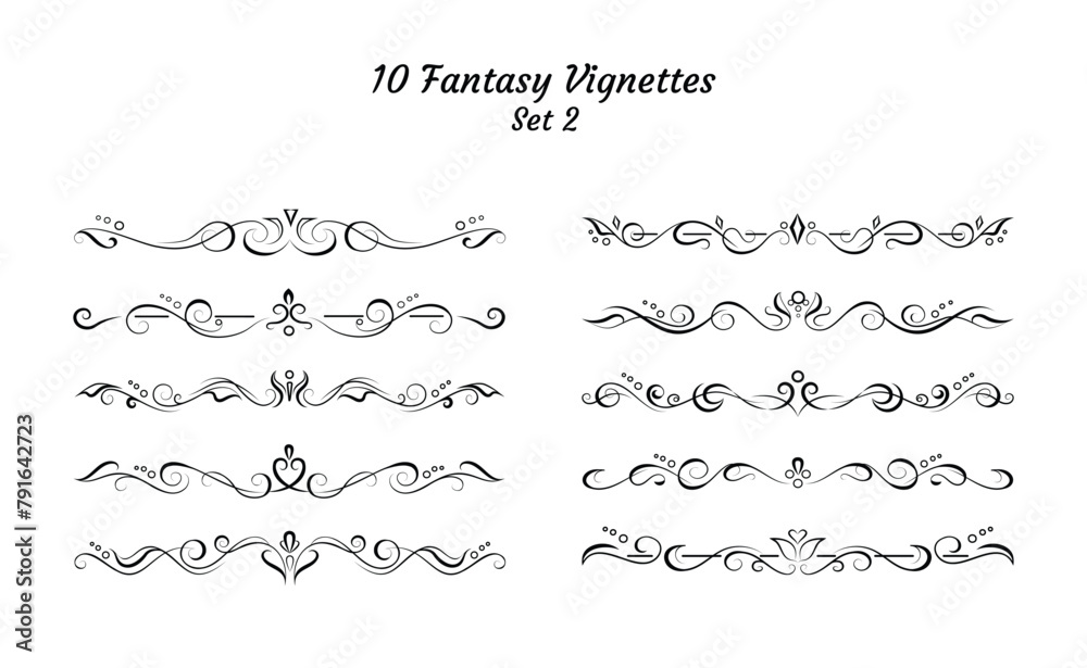 10 fantasy text delimiters, borders or vignettes