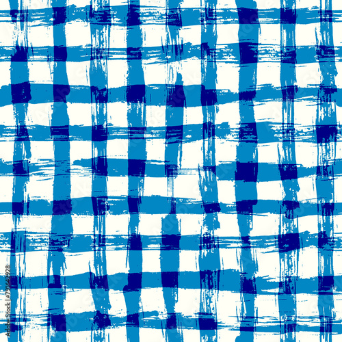 Blue Grid Decorative seamless pattern. Repeating background. Tileable wallpaper print. (ID: 791642928)