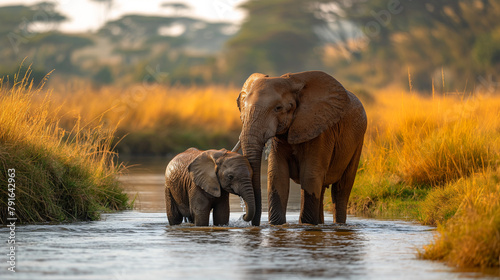 elephant in the water africa nature 