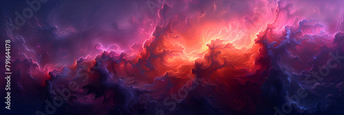 Purple and Pink Abstract Painting, Dreamy Night Sky Wonderland 