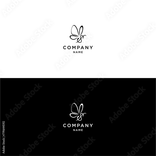 letter s logo with butterfly concept